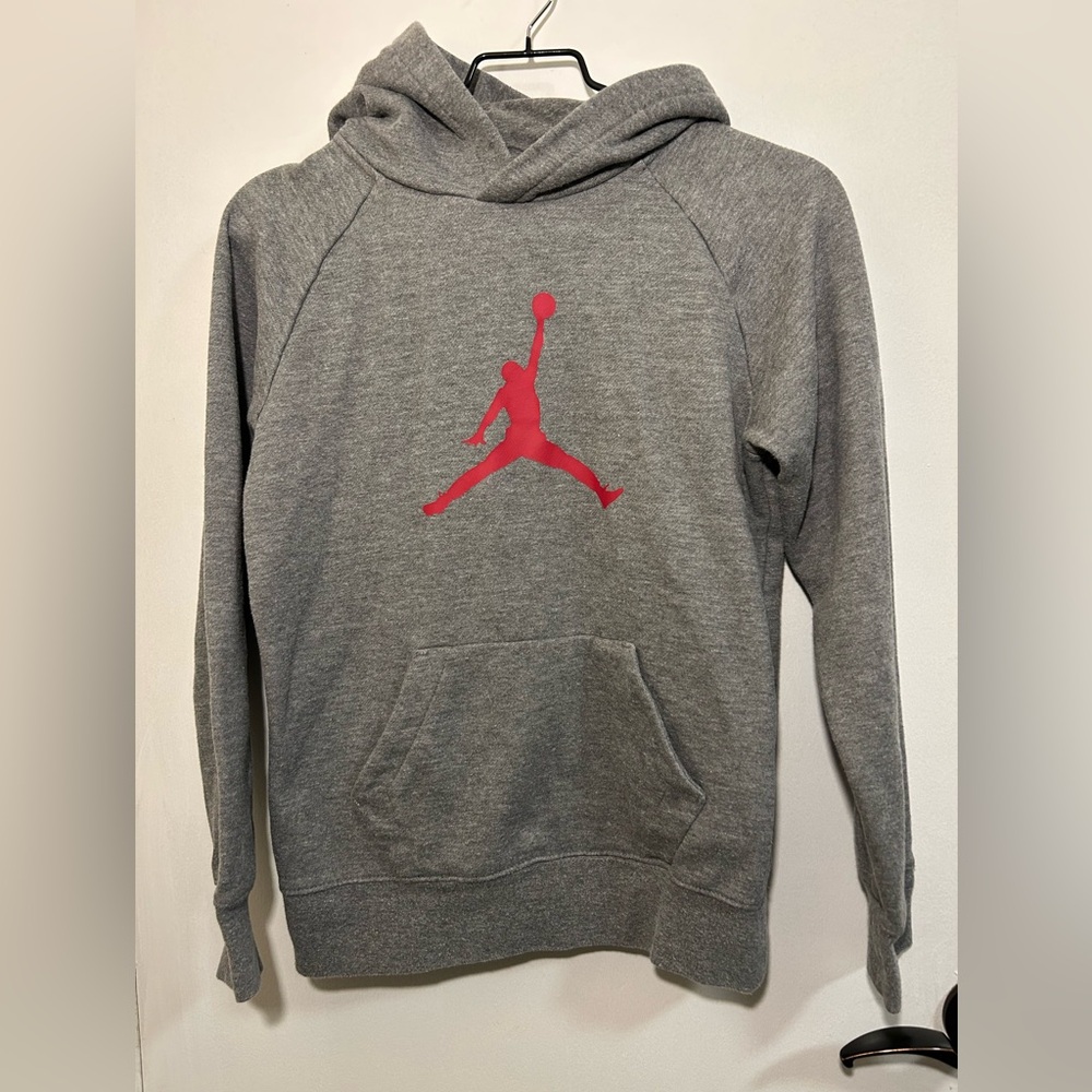 Jordan Gray Hoodie Sweater with Red Logo